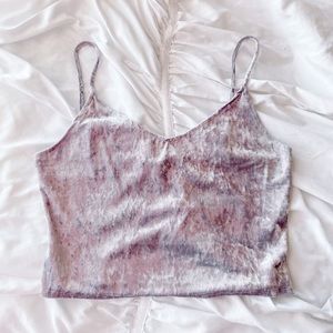 Lavender Crushed Velvet Crop Top